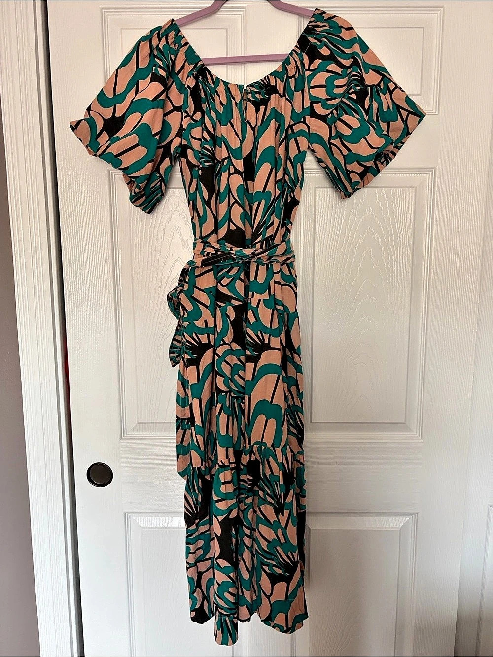 Anthropologie Mirth Capri Tie Abstract Print Cotton Maxi Dress Size Small